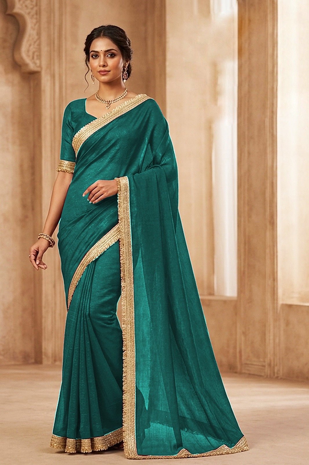 FANDY SATIN SAREE WITH FANCY BORDER