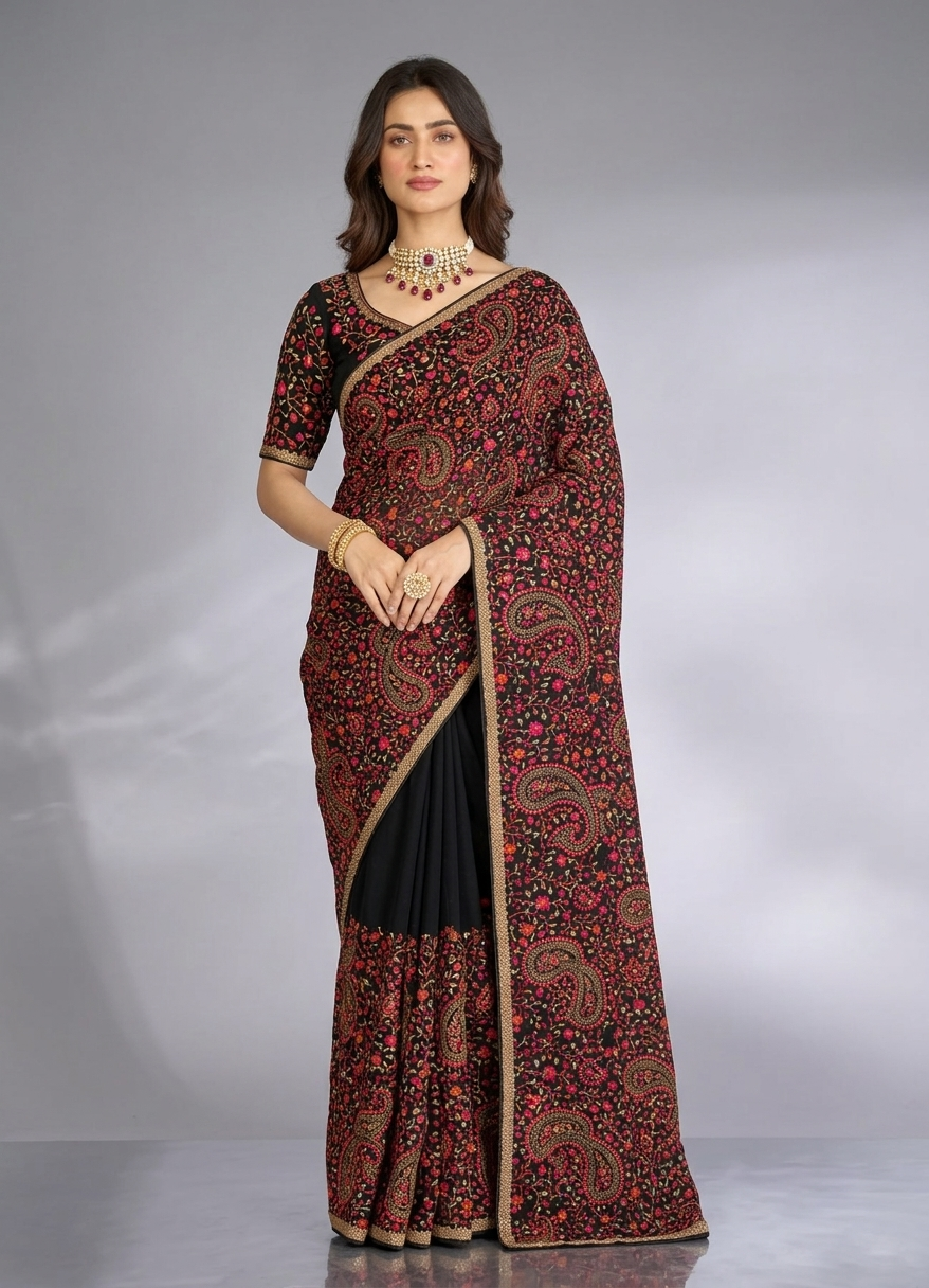 Royal Georgette Kasmiri Work Saree