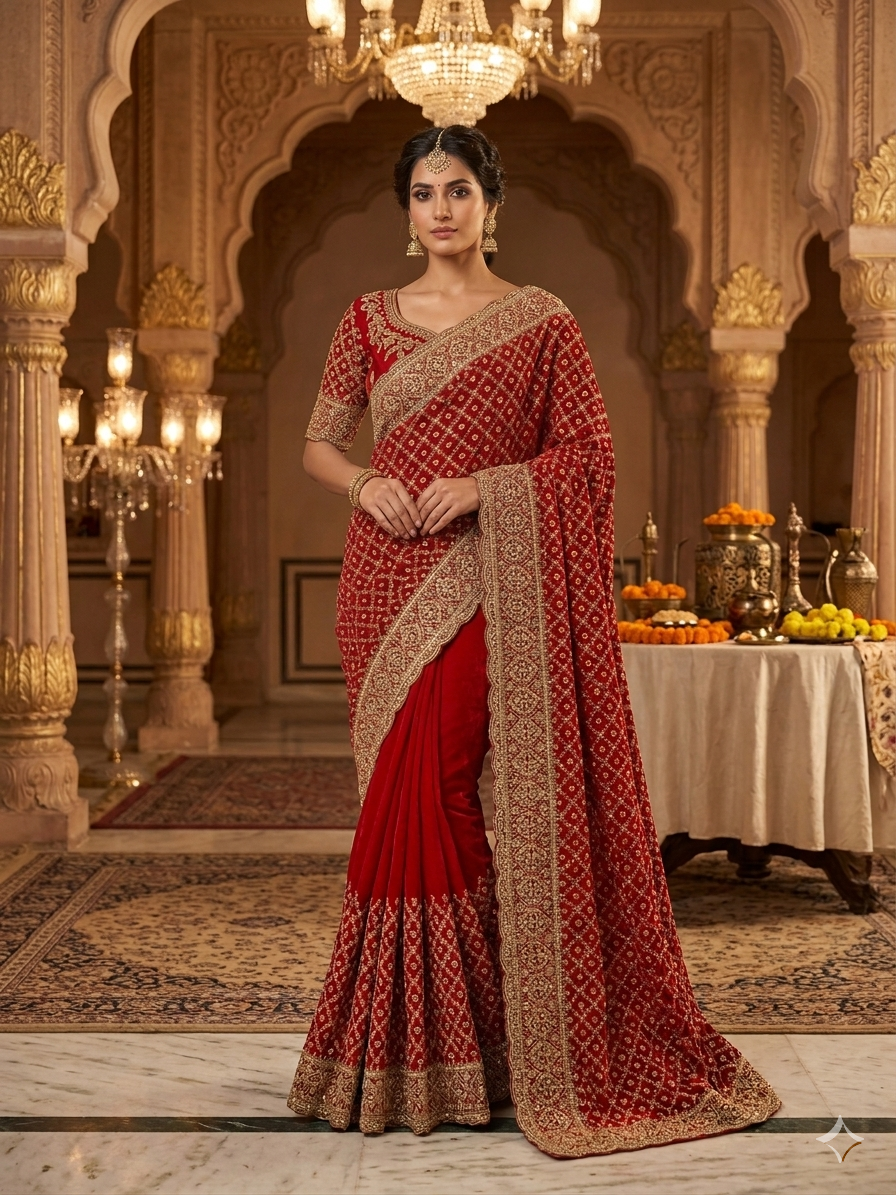 Pure Georgette Saree RED SAREE