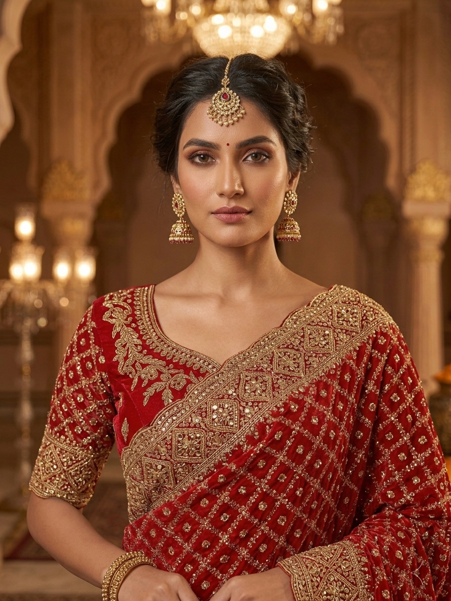 Pure Georgette Saree RED SAREE