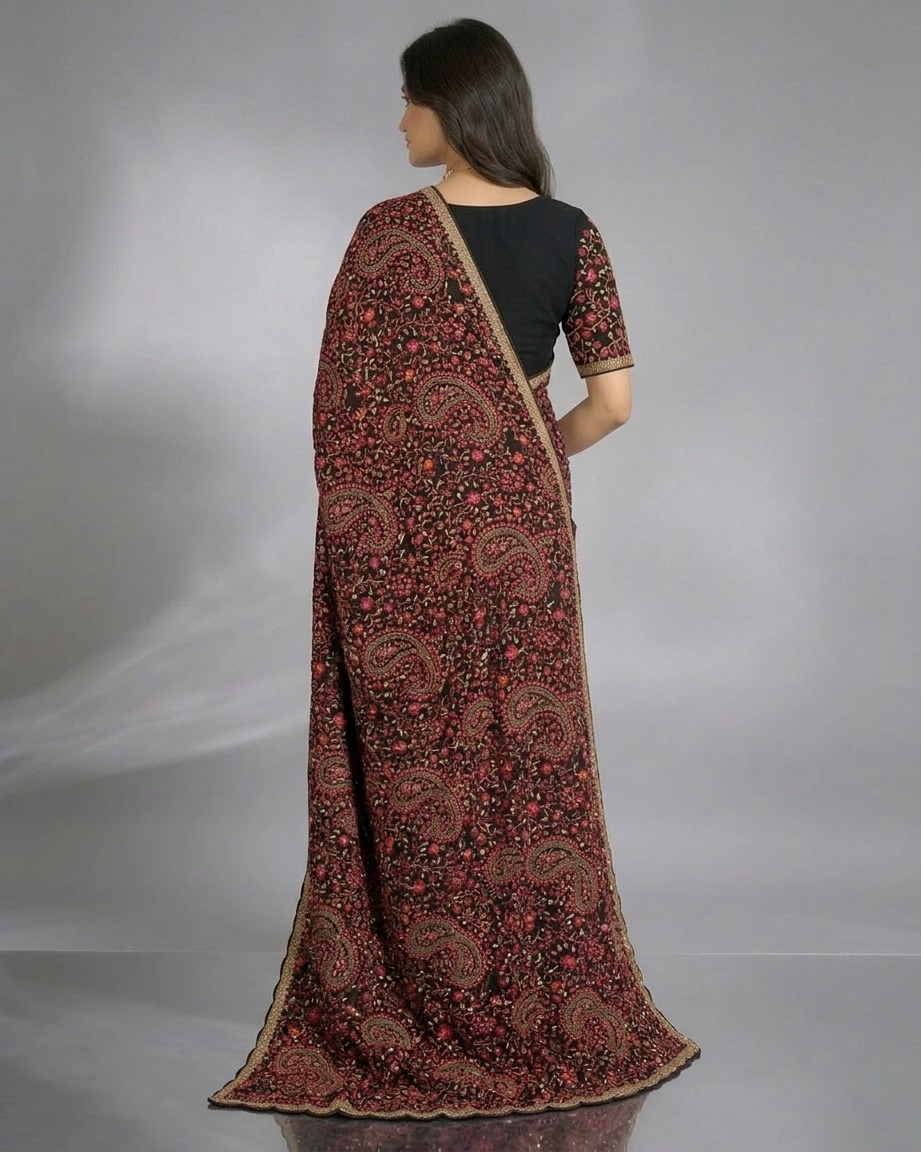 Royal Georgette Kasmiri Work Saree