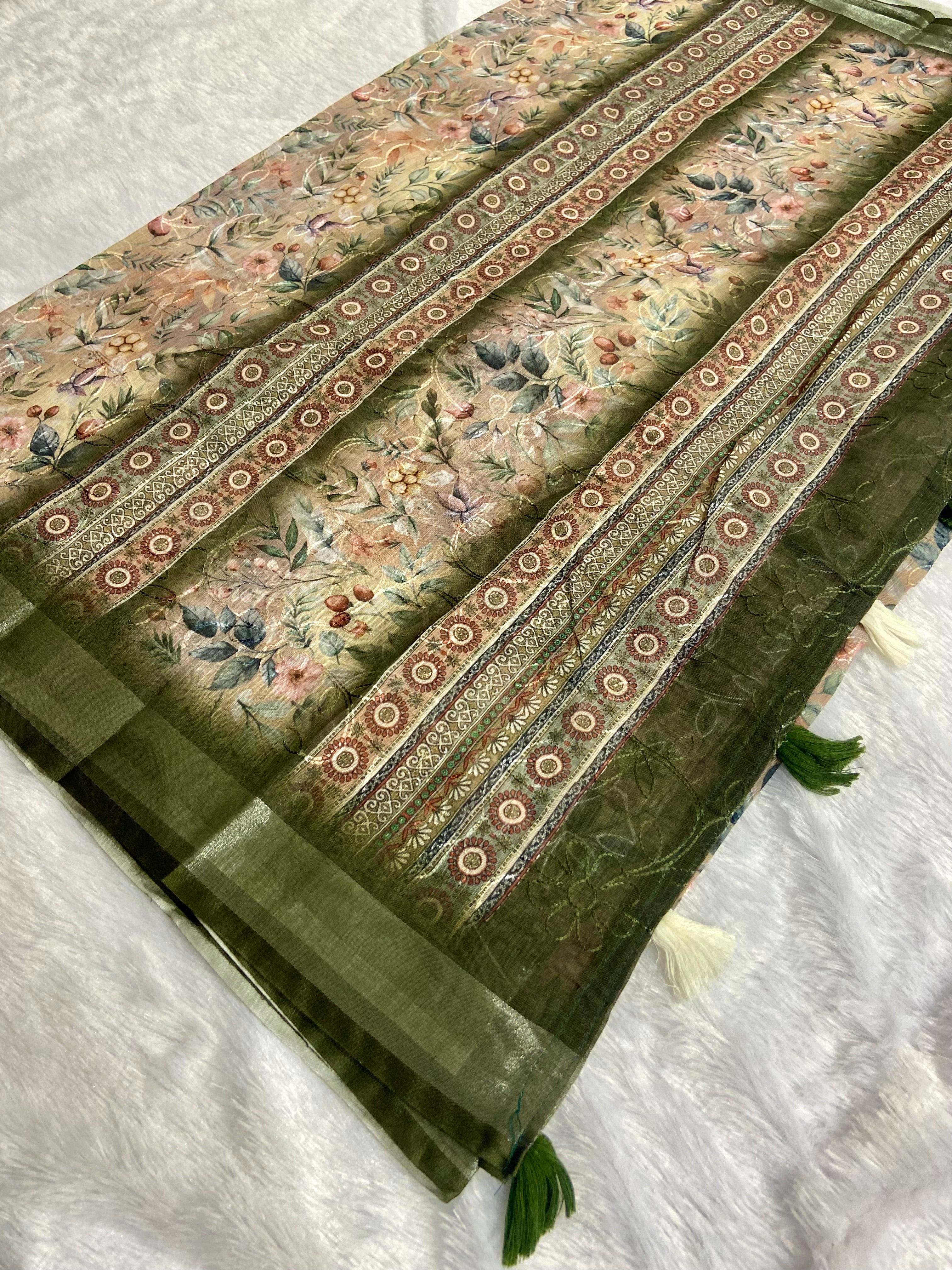 Cotton floral print saree