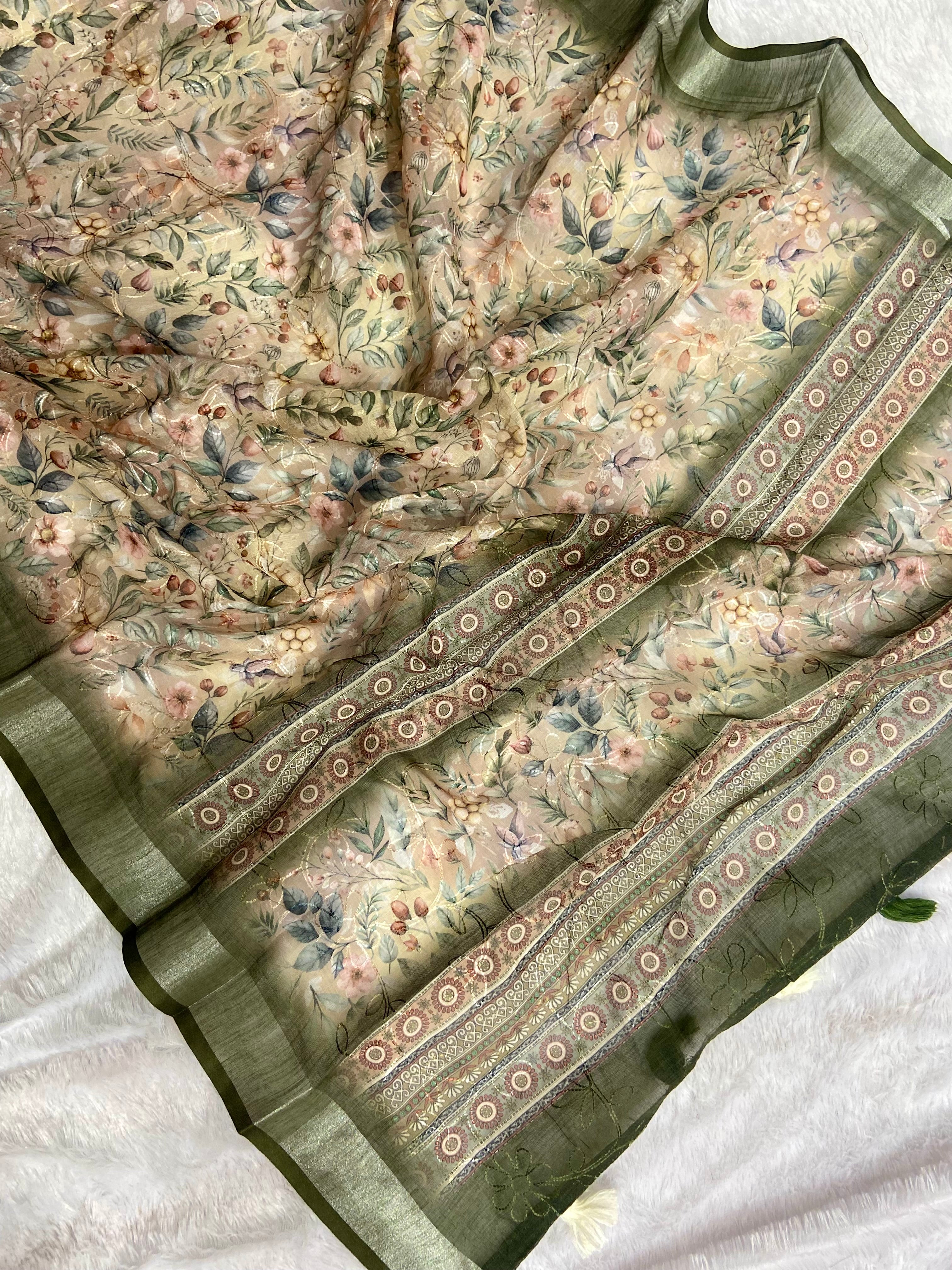 Cotton floral print saree