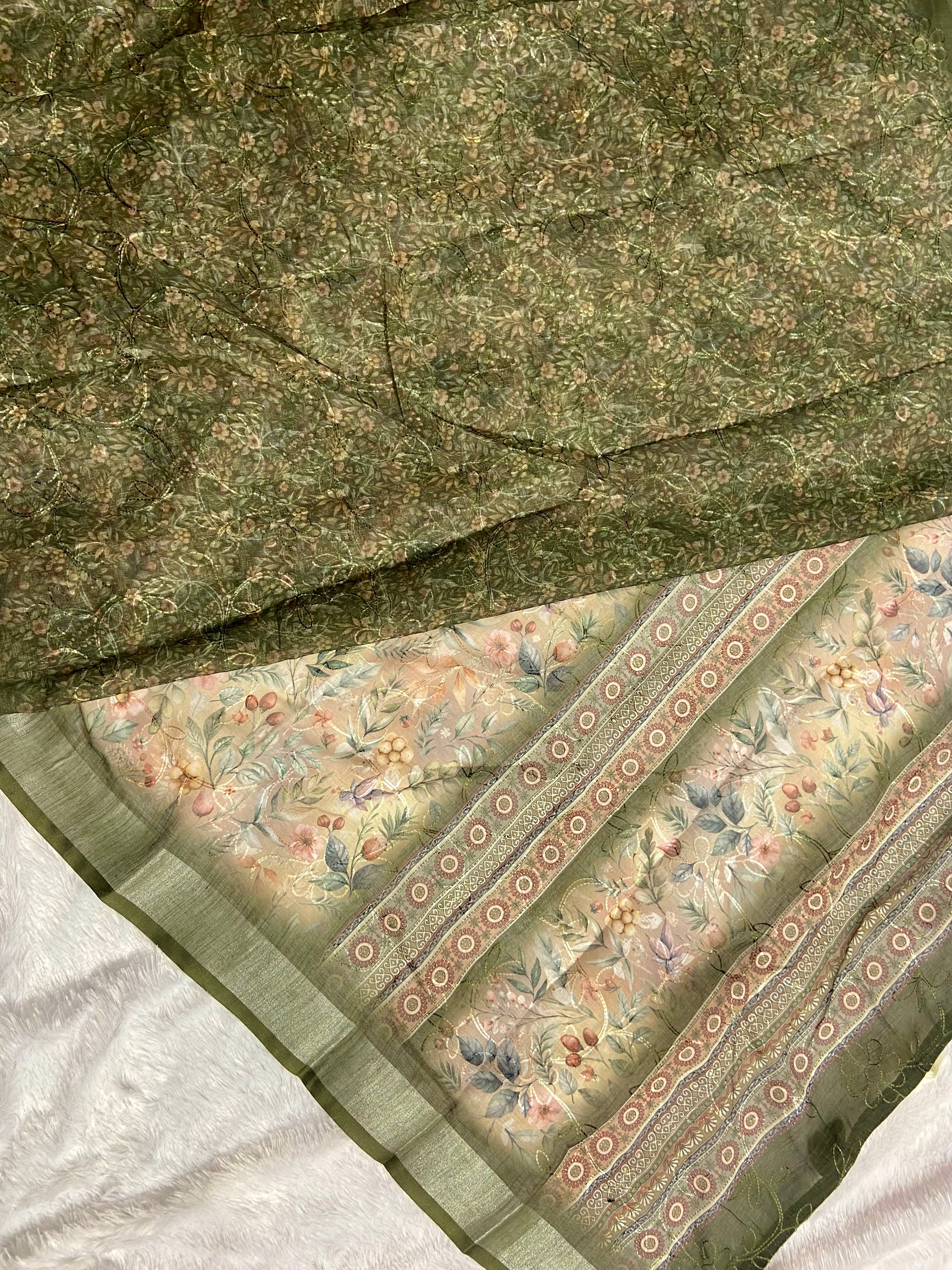 Cotton floral print saree
