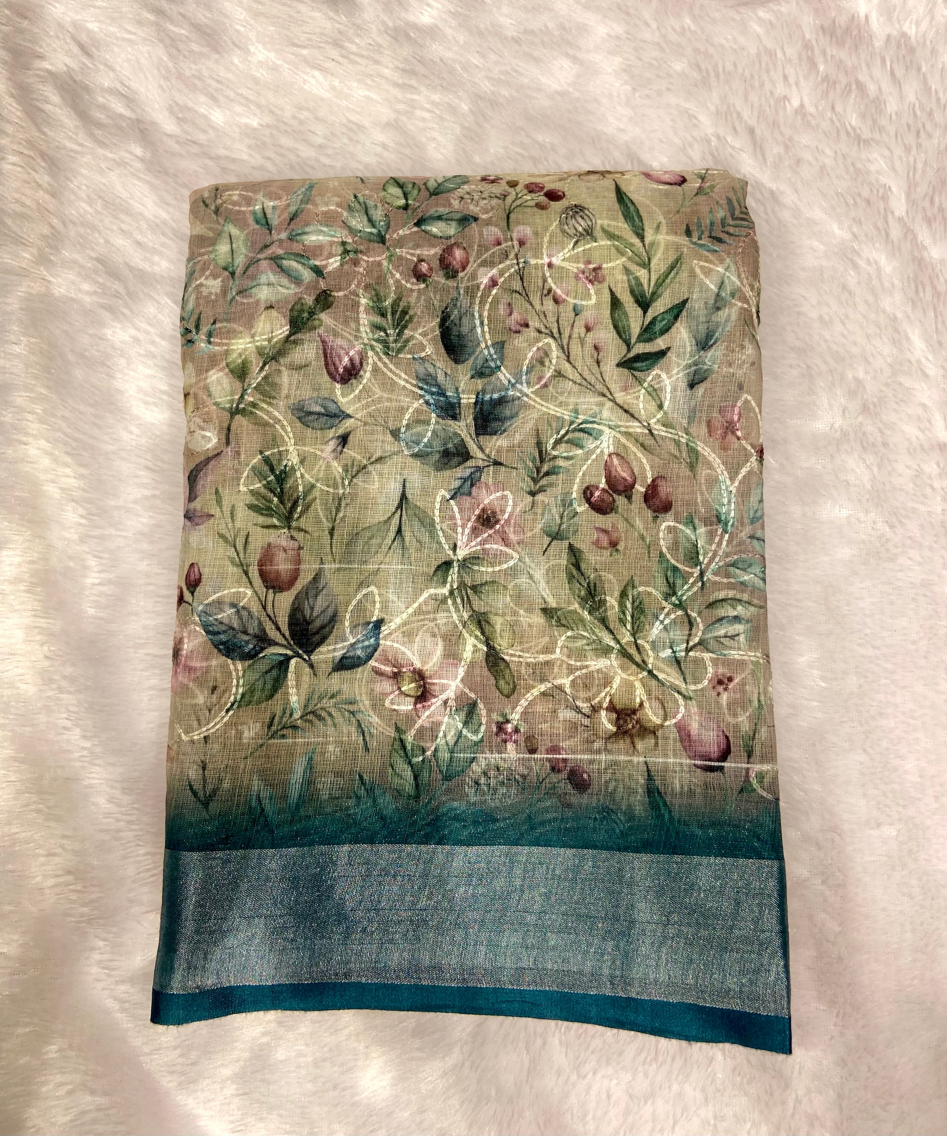 Cotton floral print saree