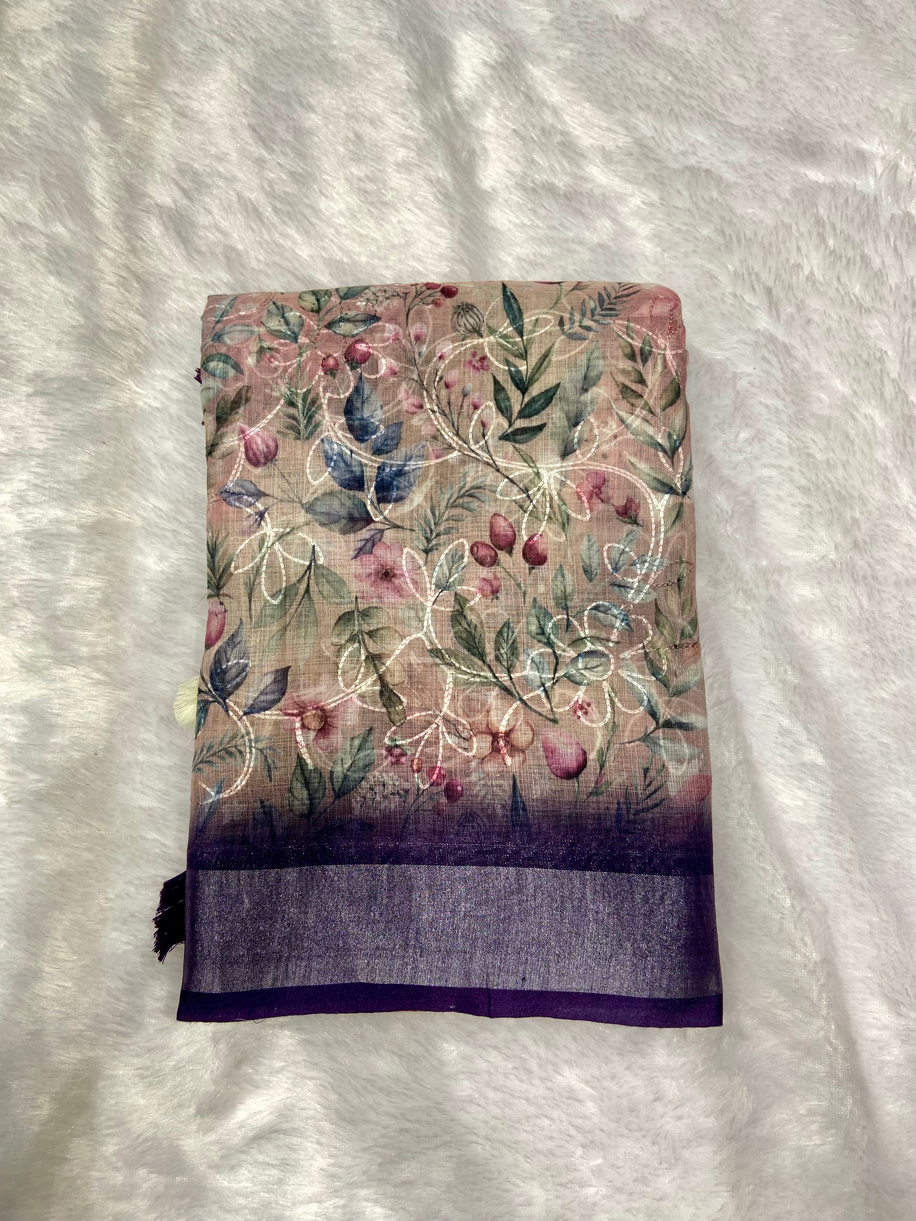 Cotton floral print saree