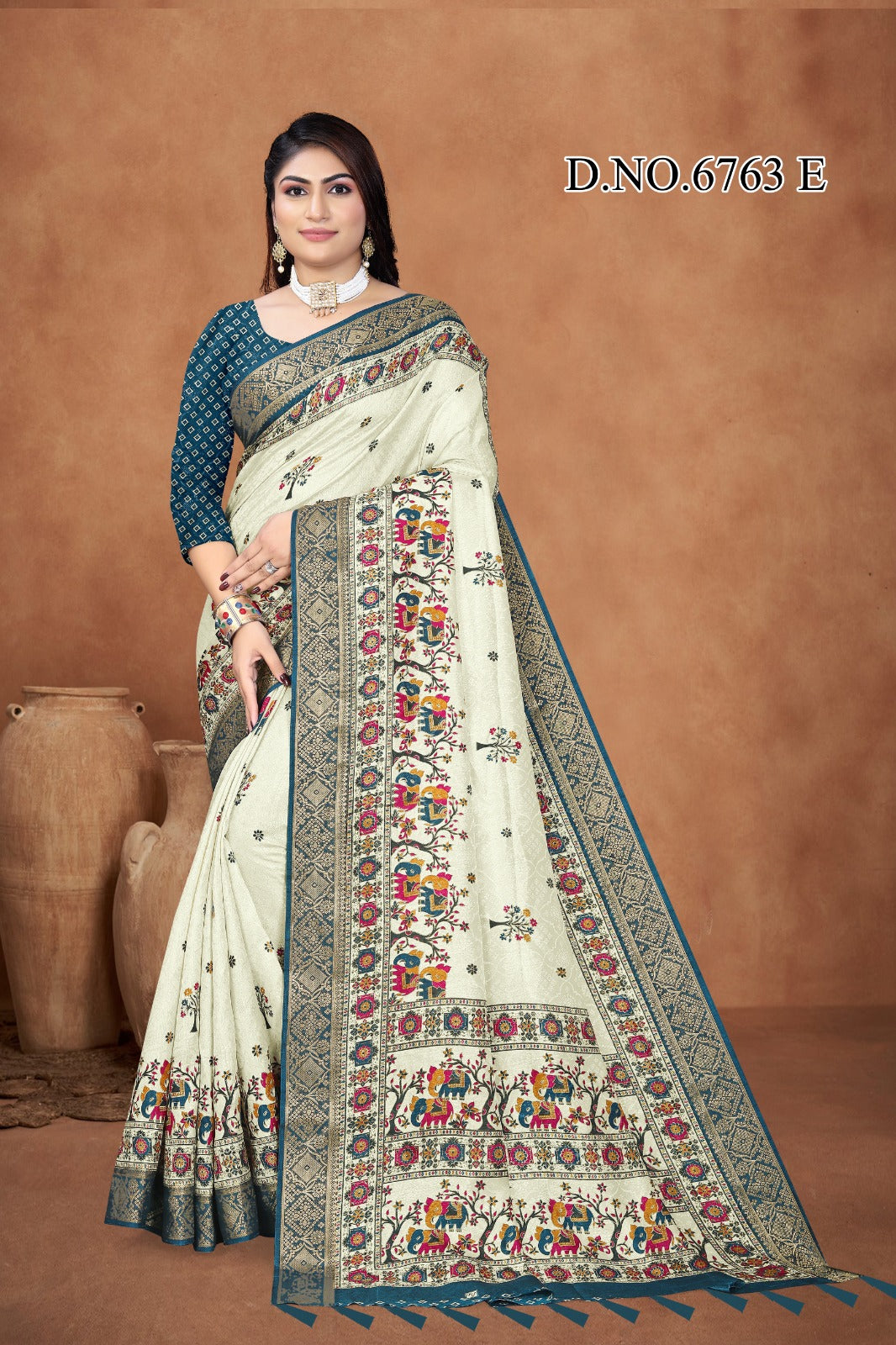JACQUARD SILK ELEPHANT DESIGN SAREE