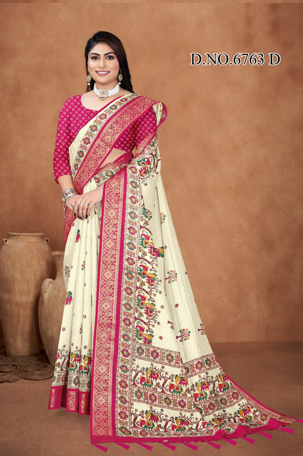 JACQUARD SILK ELEPHANT DESIGN SAREE