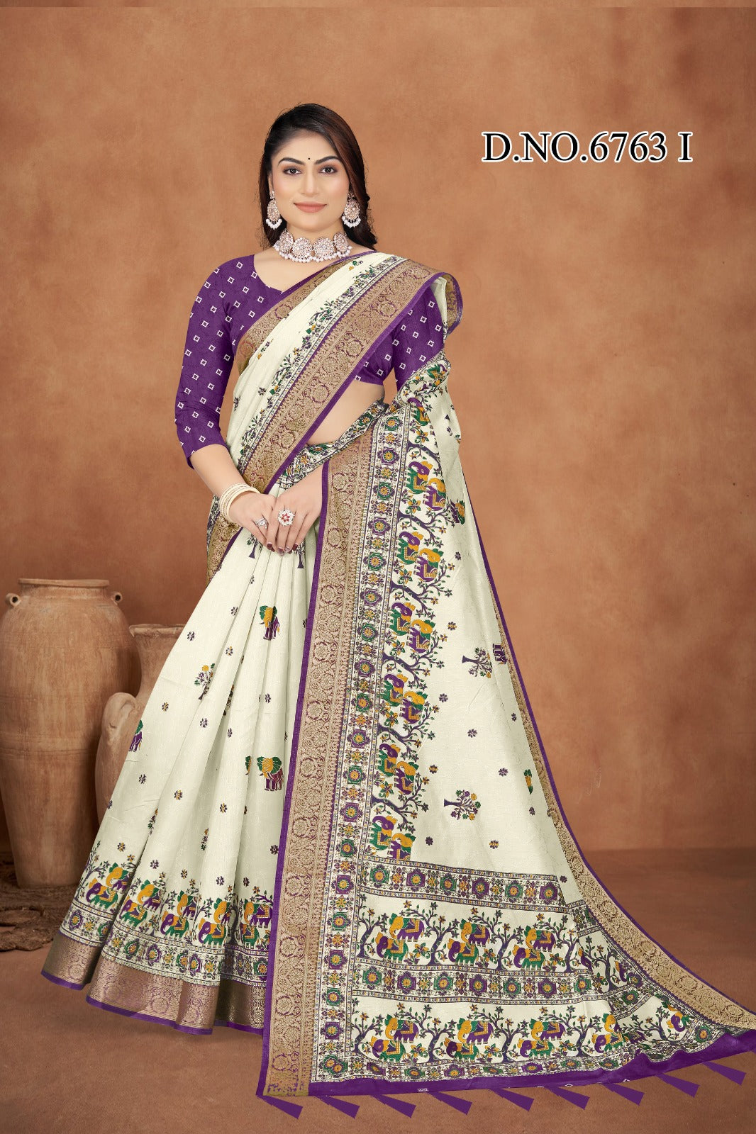 JACQUARD SILK ELEPHANT DESIGN SAREE