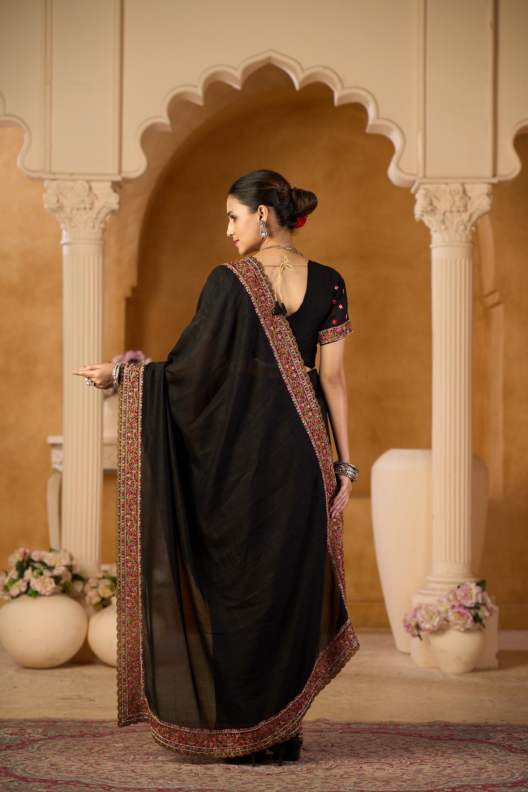 Royal Vichitra Black Silk Saree