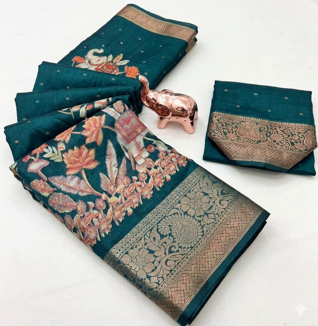Elephant Design Marshmallow Saree