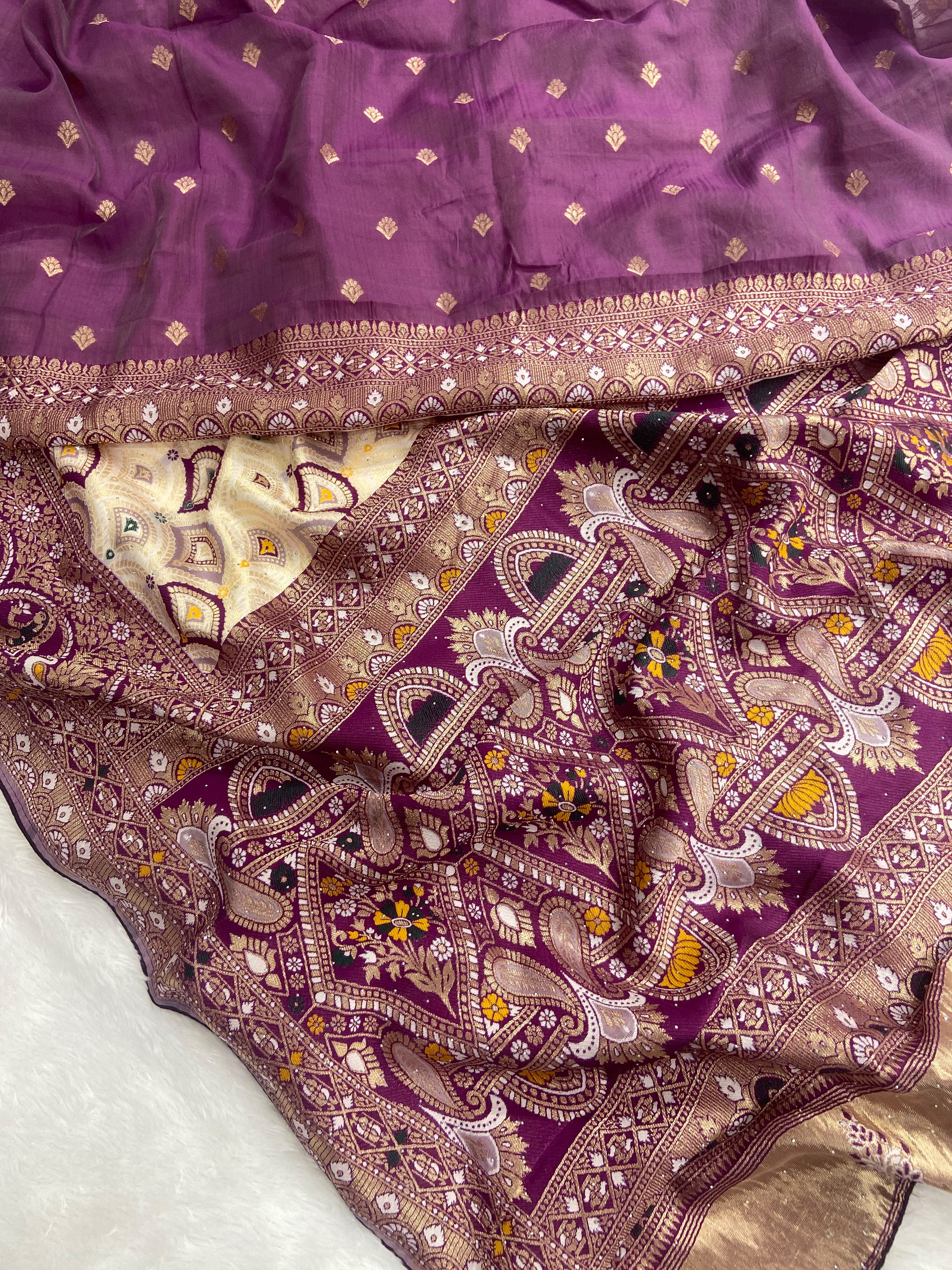 White Banarsi Patola Silk Saree