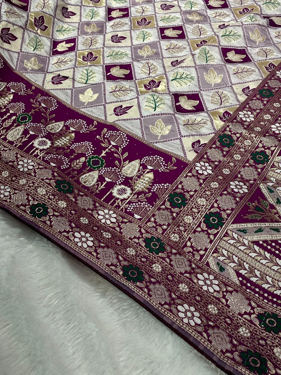 White Banarsi Patola Silk Saree