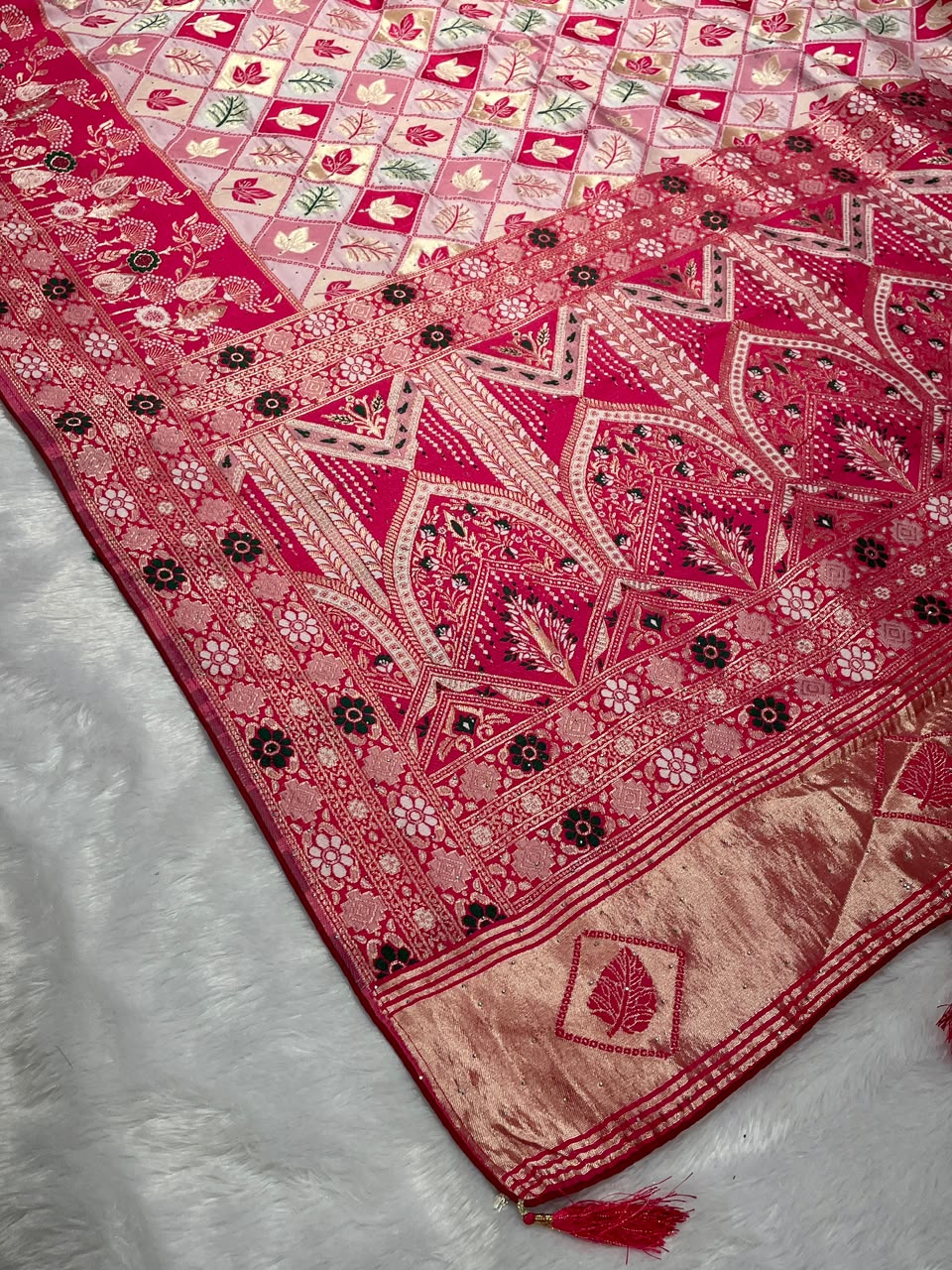 White Banarsi Patola Silk Saree