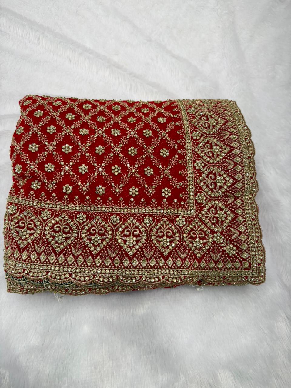 Pure Georgette Saree RED SAREE