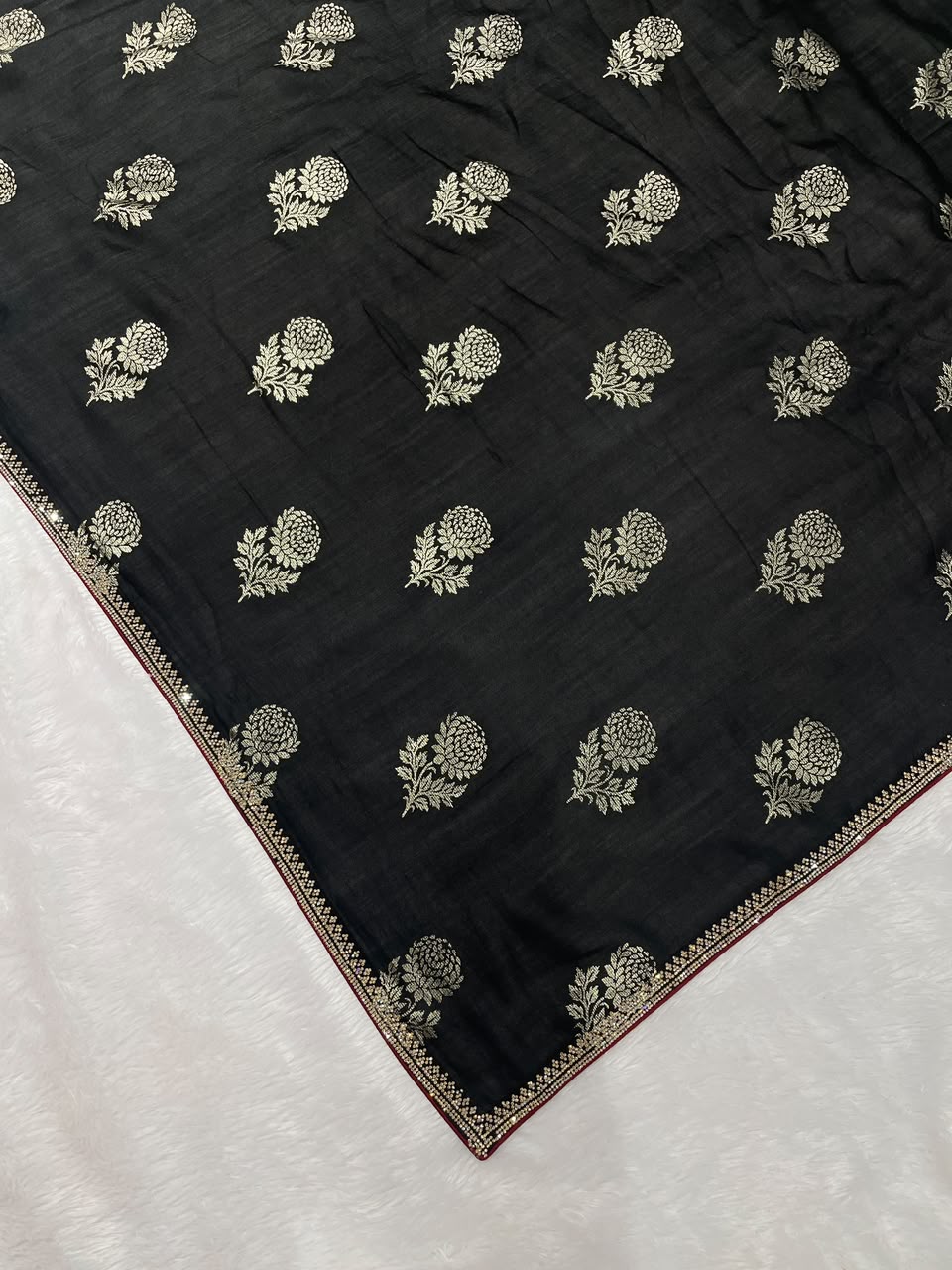 Vichitra Black Silk Saree