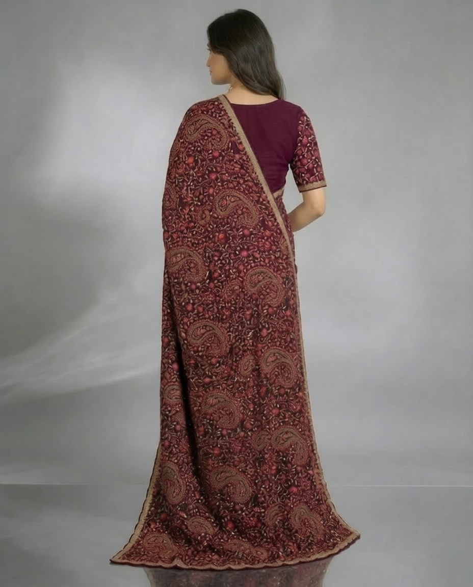 Royal Georgette Kasmiri Work Saree