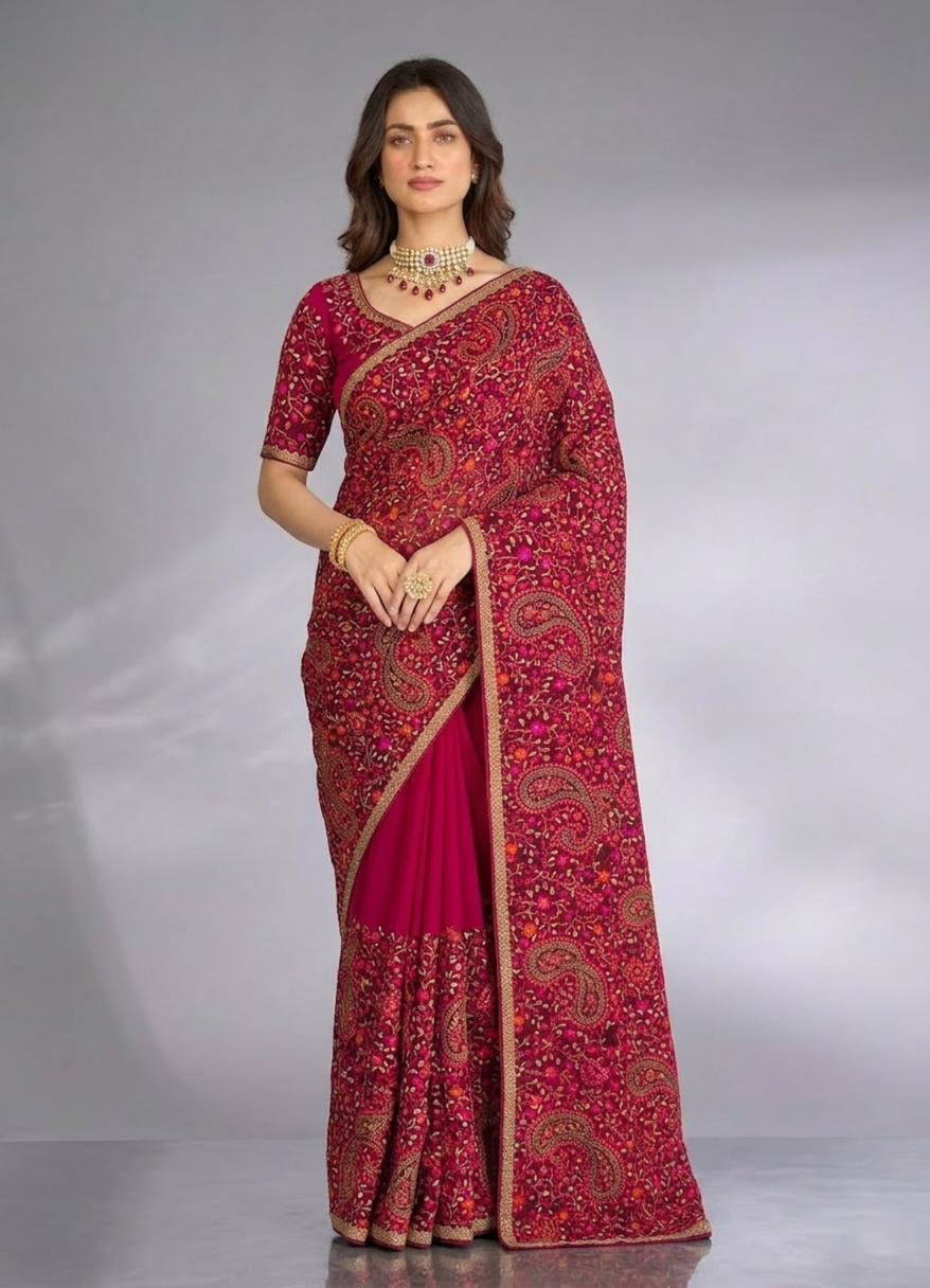 Royal Georgette Kasmiri Work Saree