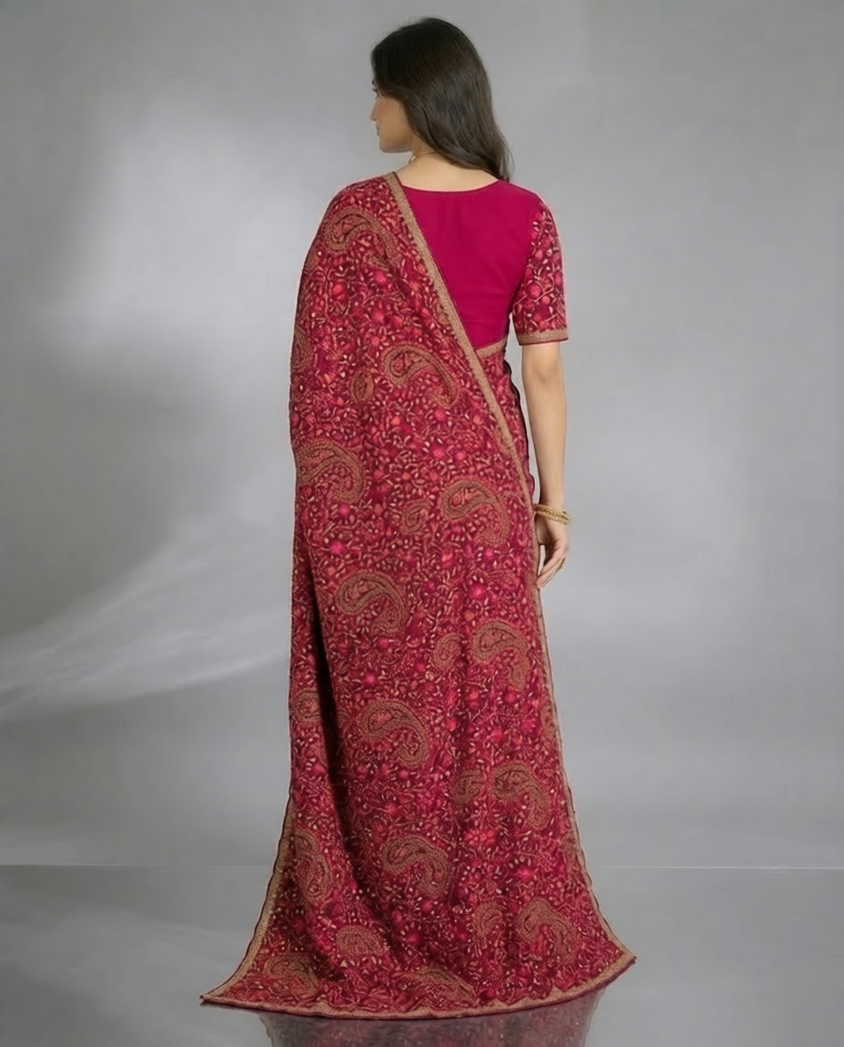 Royal Georgette Kasmiri Work Saree